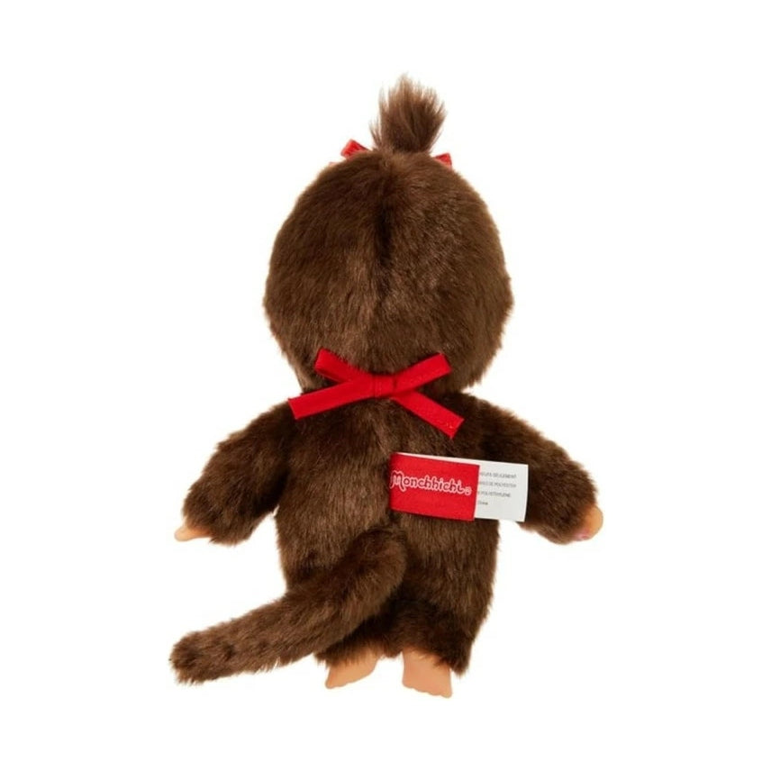 Peluche Monchhichi Premium Standard S Marrón Niña, Talla S, 21.5cm
