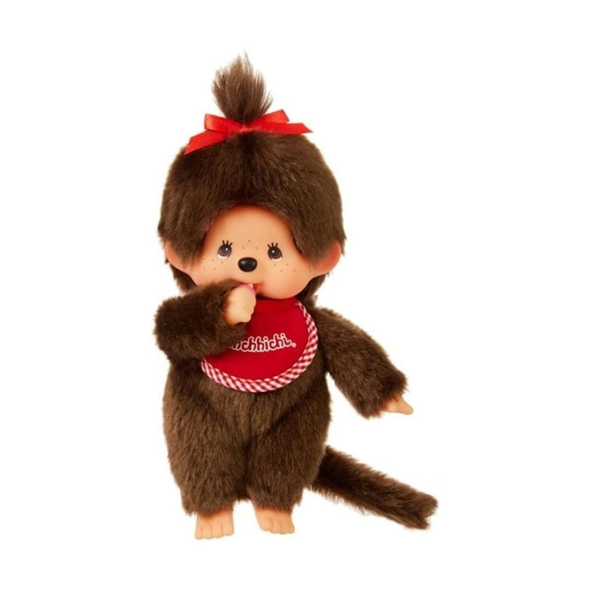Peluche Monchhichi Premium Standard S Marrón Niña, Talla S, 21.5cm