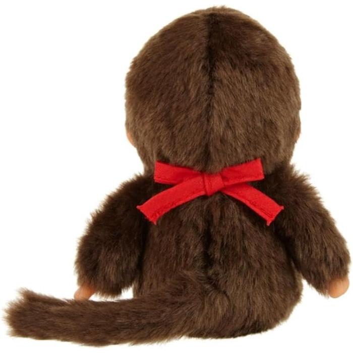 Peluche Monchhichi Premium Estándar Marrón Niño Sentado, Talla SS, 11cm