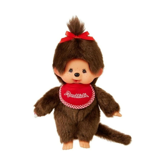 Peluche Monchhichi Premium Standard S Marrón Niña, Talla S, 21.5cm